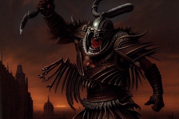 Demonic Gladiator: Detailed Matte Painting