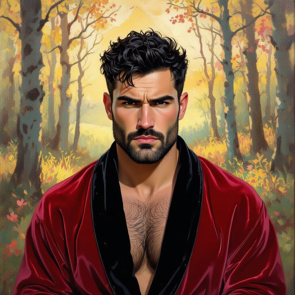 Impressionist Portrait of a Sad, Handsome Man