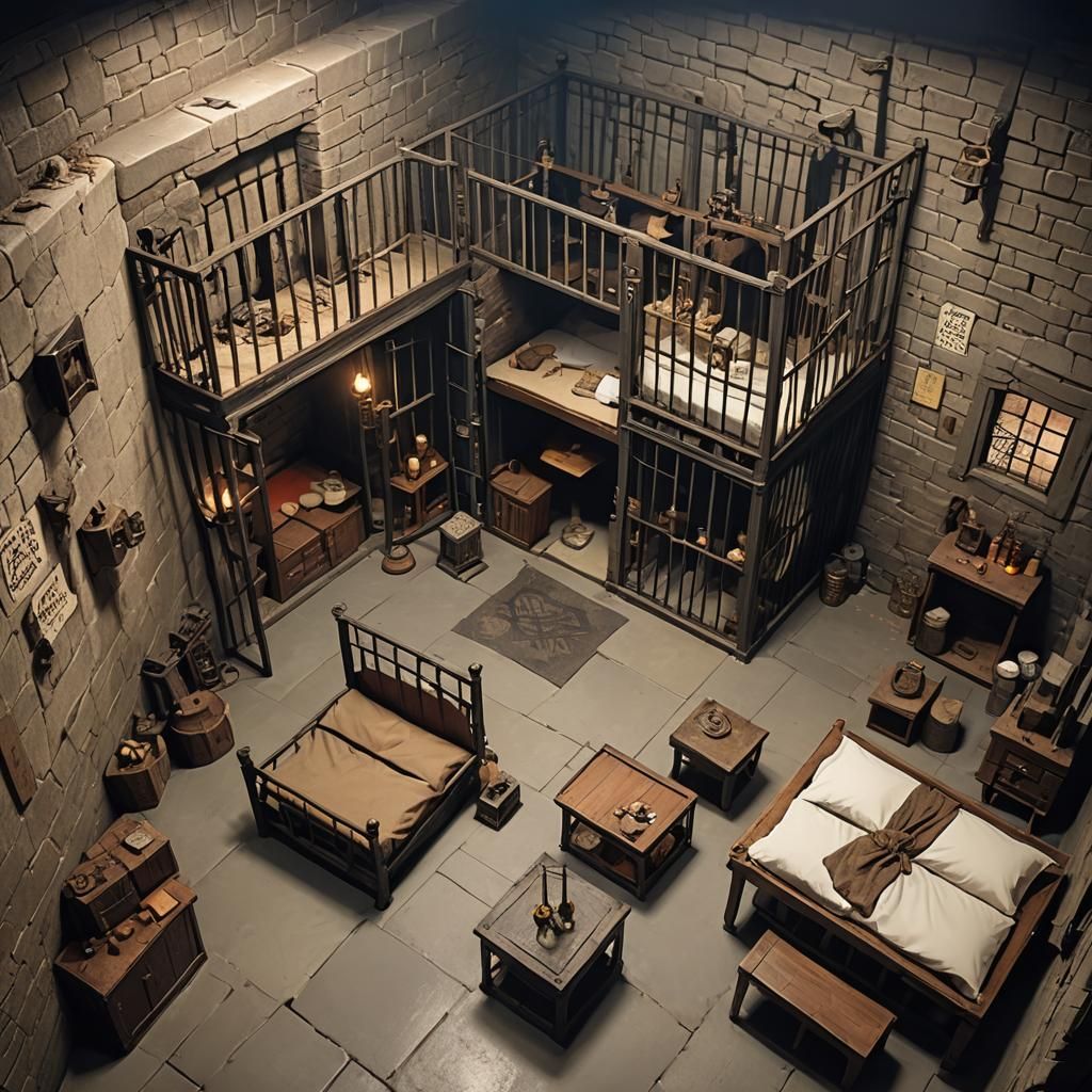 Dungeon Chamber with Cage and Bed