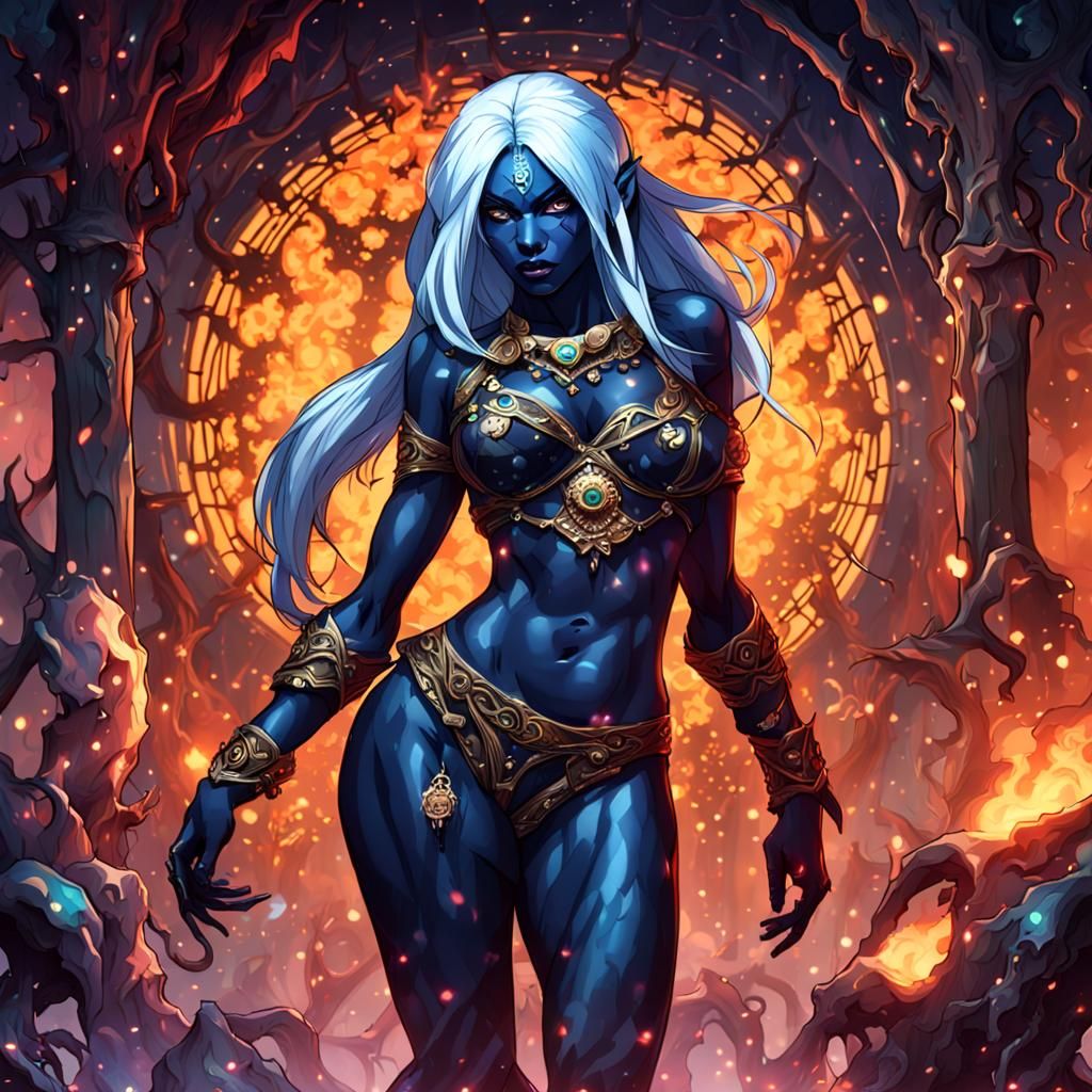 Exotic Drow Female in Transparent Bikini