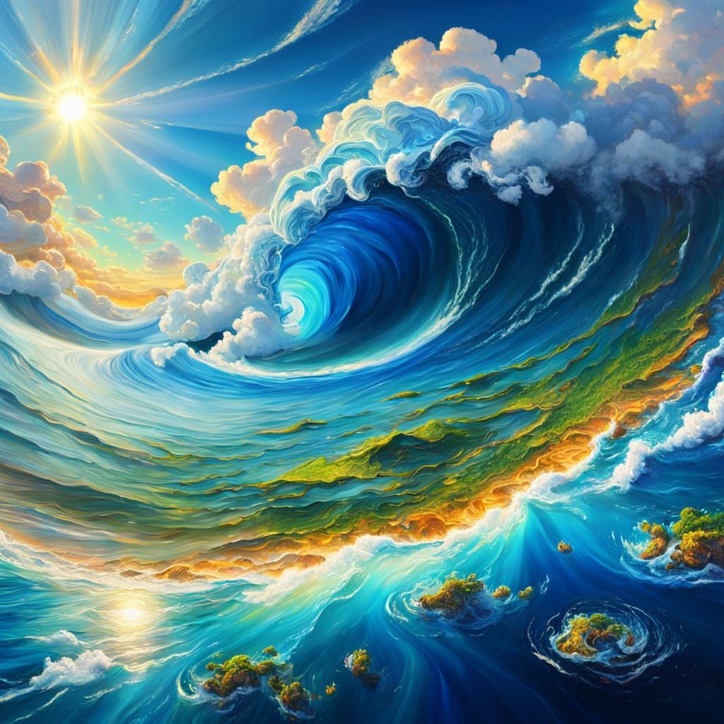 Surreal Smiling Earth: Vibrant Oil Painting