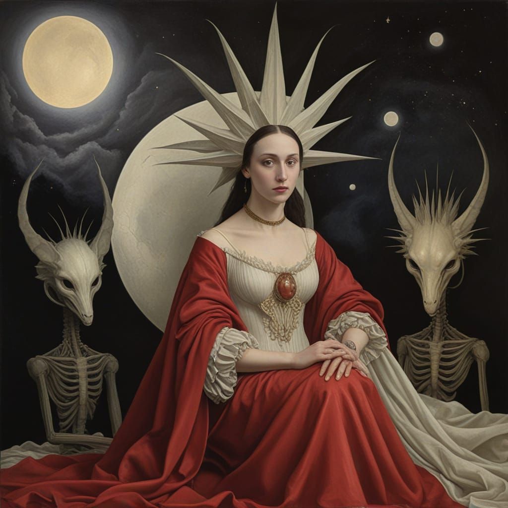 Baroque Alien Princess in an Impressionist Landscape