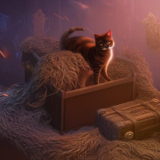 Cat in a Box: Detailed Matte Painting