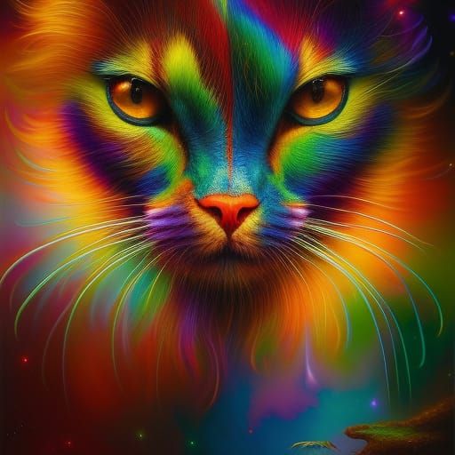Psychedelic Cosmic Raccoon Portrait in Photorealistic Style