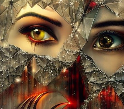 Broken Heart Portrait in Glass with Crystalline Tears