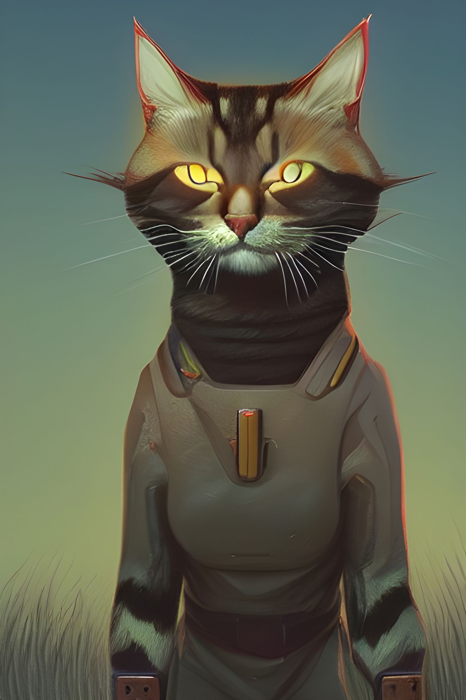 Warrior Cat Portrait in Photorealistic Style