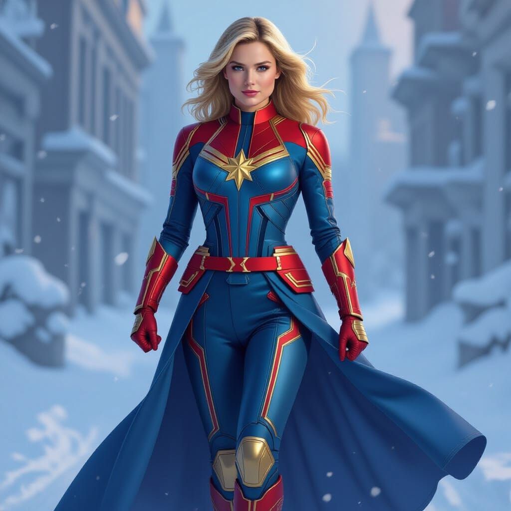 Cinderella as Captain Marvel in Heroic Digital Art