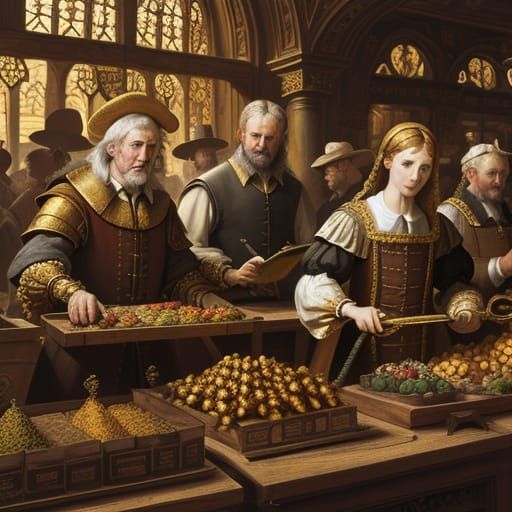 Vibrant Marketplace in Flemish Renaissance Style