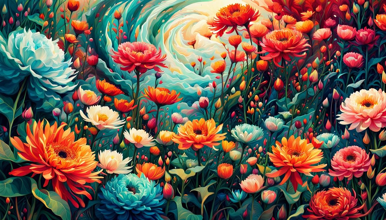 Radiant Spring Blooms in Digital Illustration