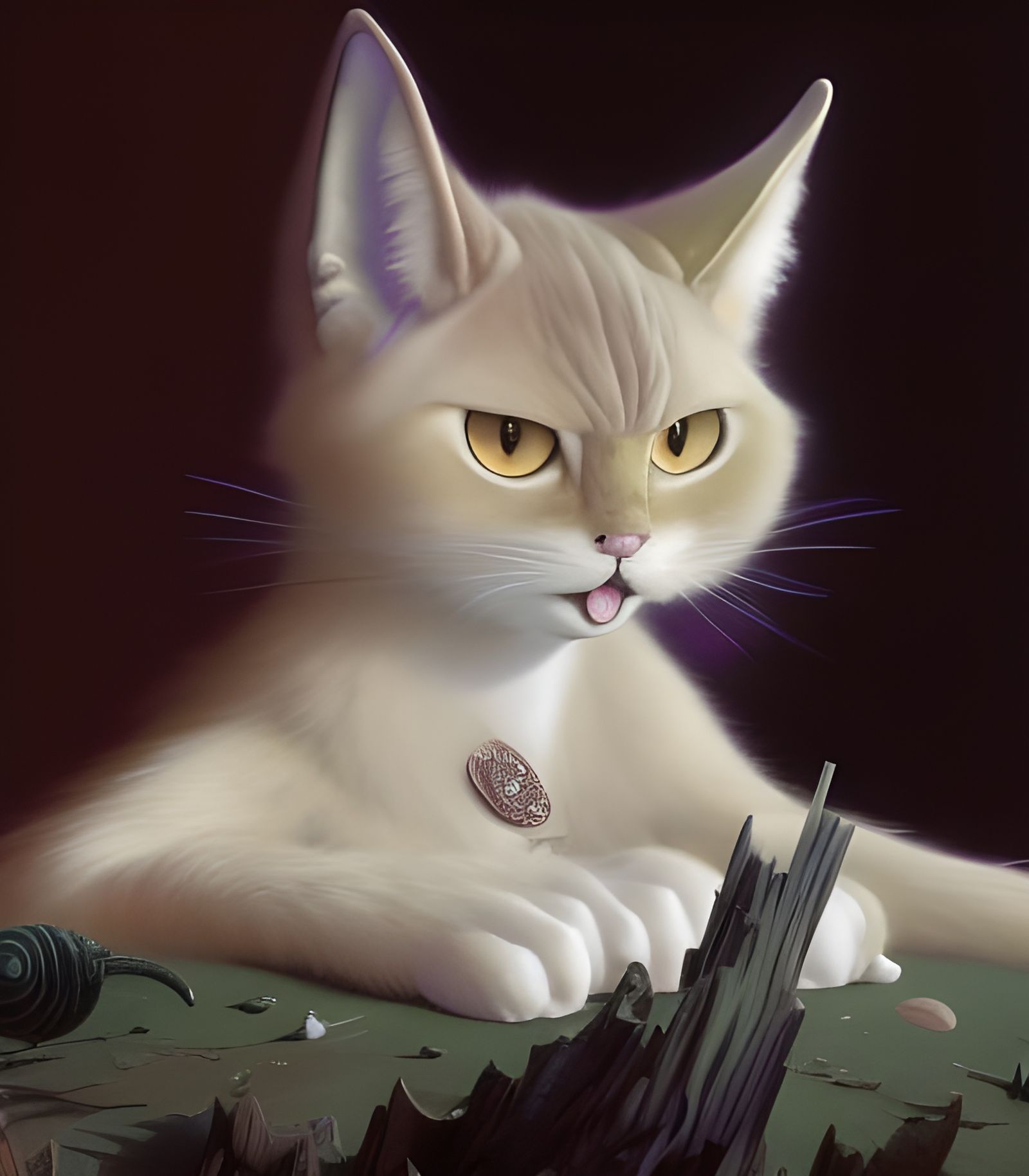 Surreal Alien Cat in Art Nouveau Style