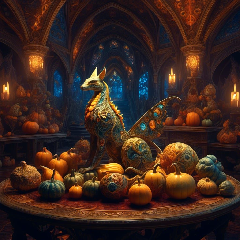 Gourd Creature with Stained Glass and Fractal Details