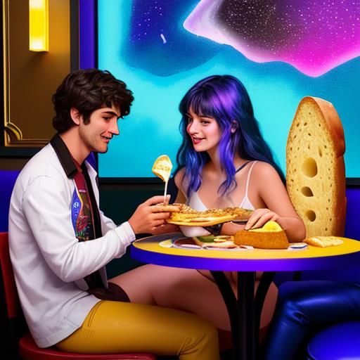 Cosmic Cheese Fondue: A Mixed Media Illustration