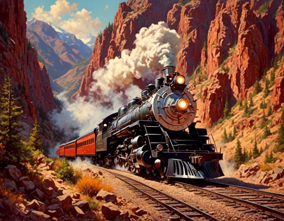 20th Century Limited Train in Retro Rockabilly Style