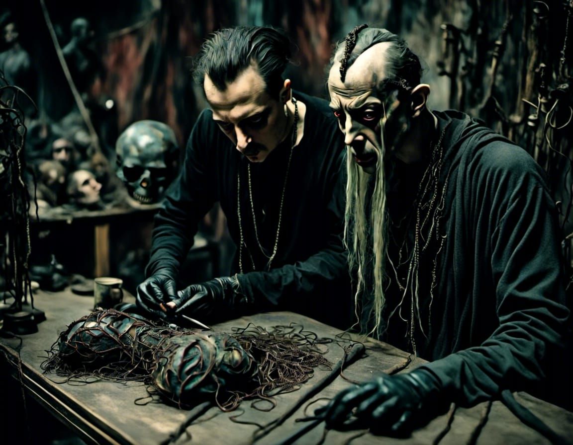 professional special effects make up person, creating a horr...