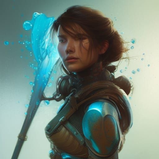 Hyperdetailed Portrait of a Water Warrior