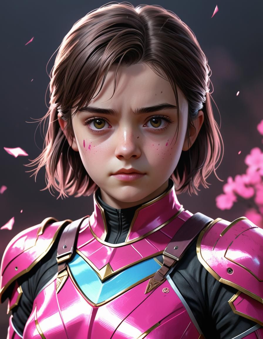 Arya Stark as Pink Ranger in 3D Anime Art