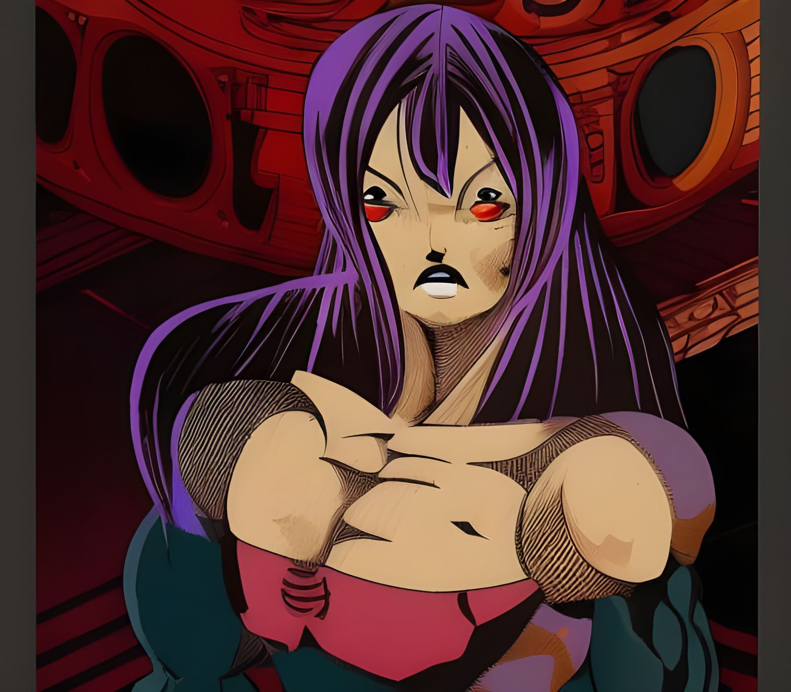 Creepy Muscle Goddess in Horror Manga Style