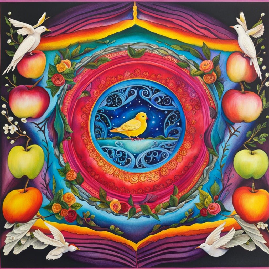 Ink Painting of a Peaceful Home in Harmony