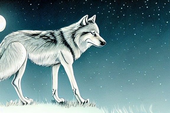 Wolf Howling at the Moon