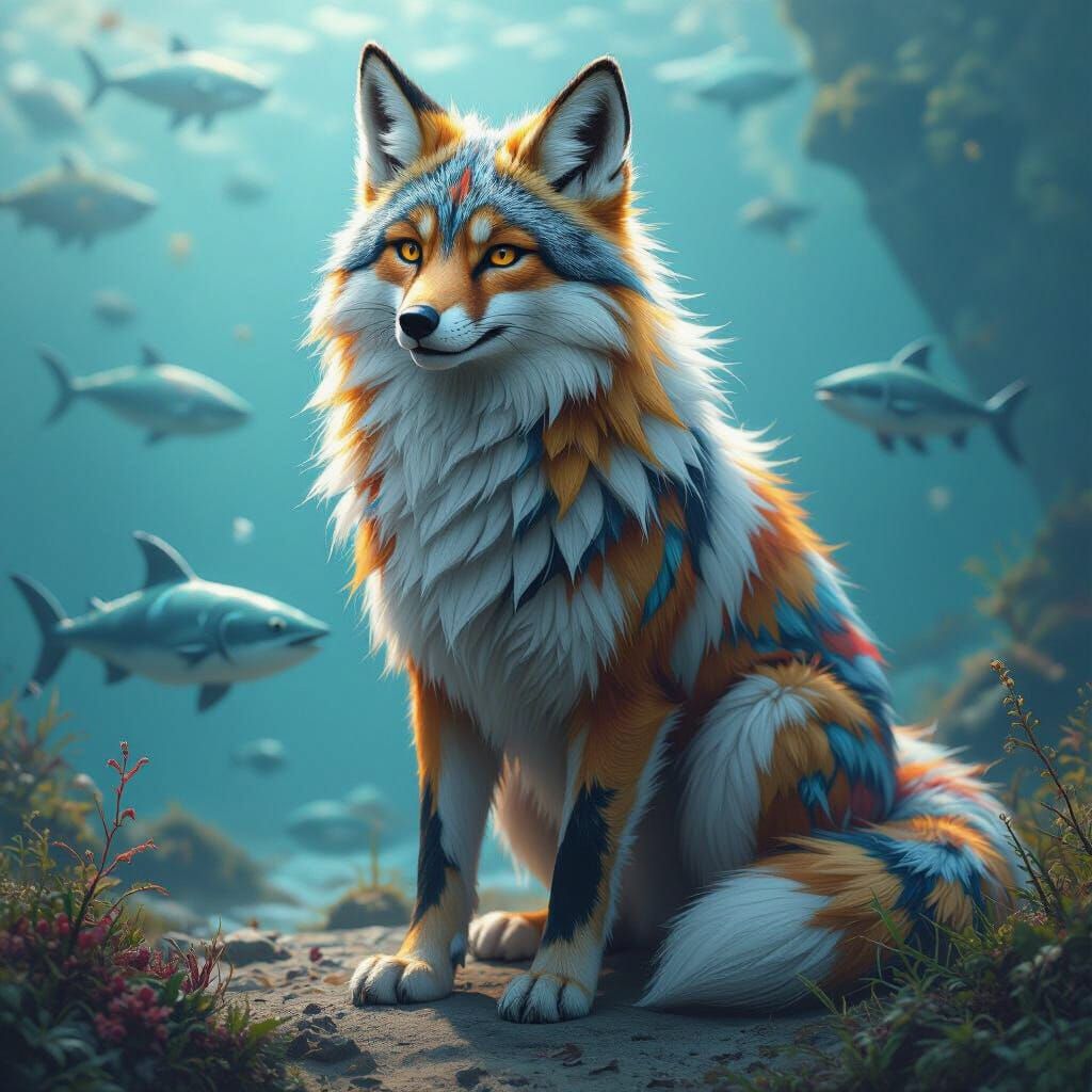 Mystical Hybrid Creature in Fantasy Concept Art Style