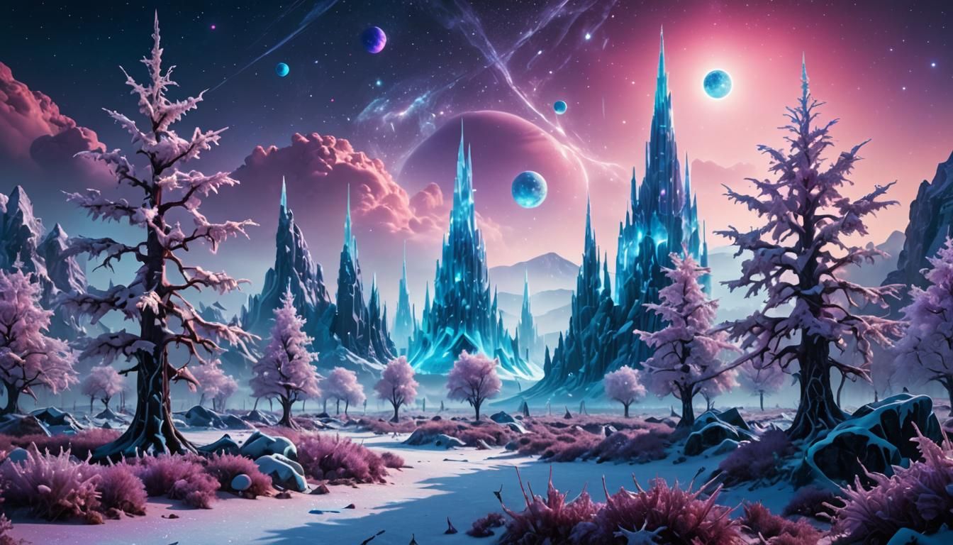 Futuristic Sci-Fi Landscape with Crystalline Spires