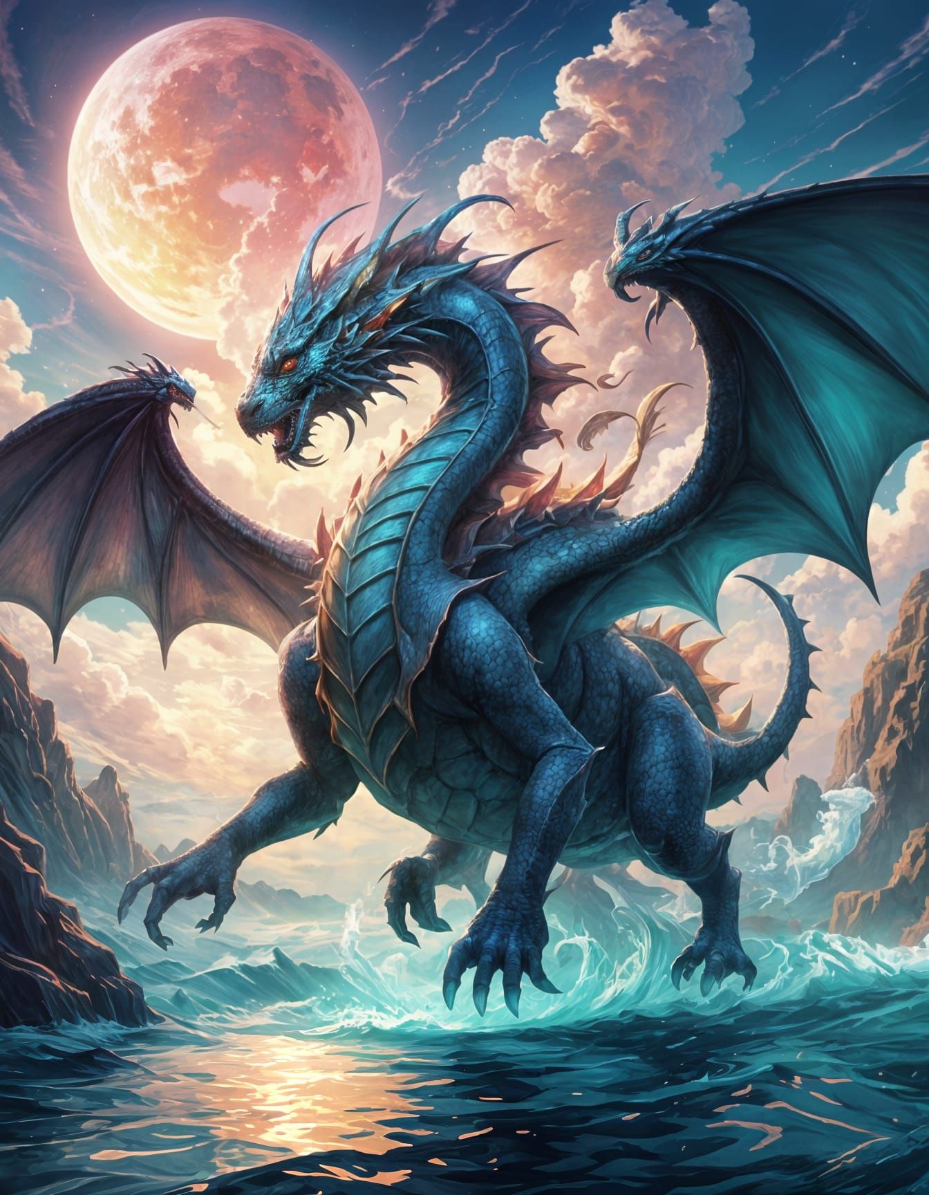 Drago glides atop water