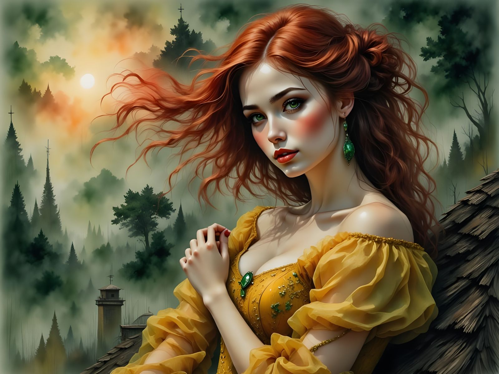 Norse Goddess Portrait at Sunset in Ethereal Style