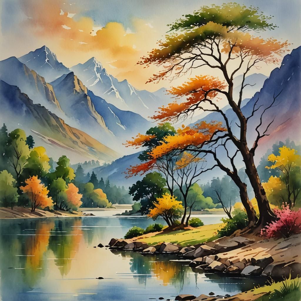 A beautiful landscape of Gandharva Khanda of Bharata Varsha,...