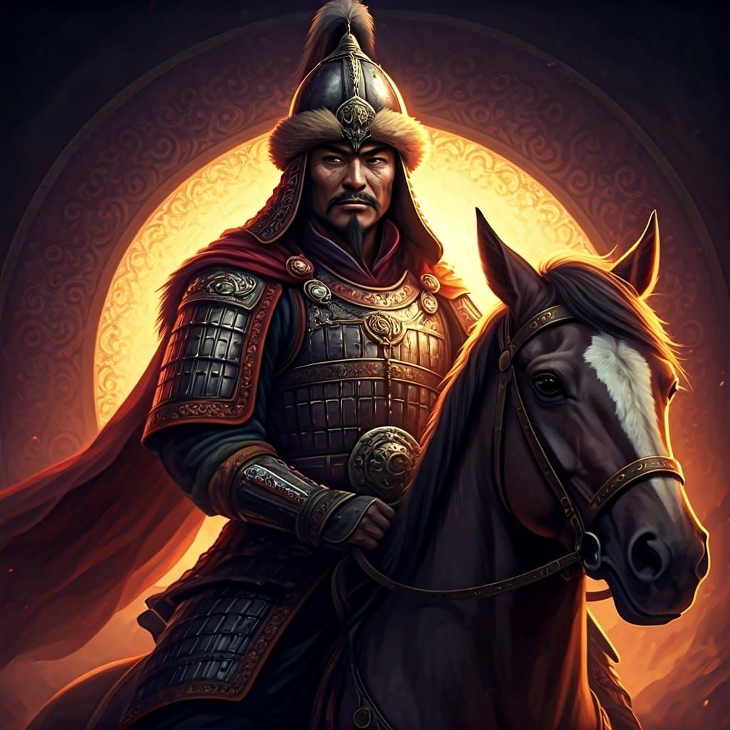 Mongolian Warrior in Dark Fantasy Armor