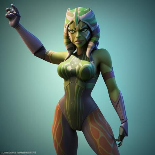 Ahsoka as She-Hulk: Pixar-Style 3D Transformation