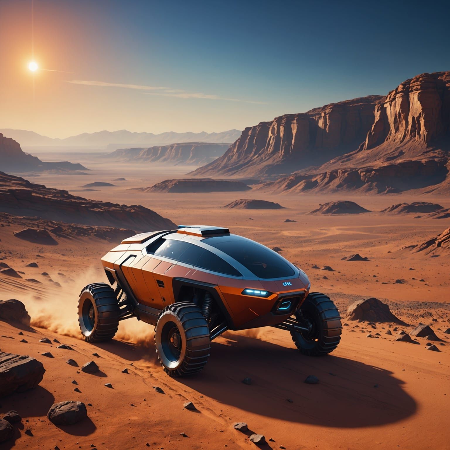 Mars Rover Journey in Futuristic Digital Art