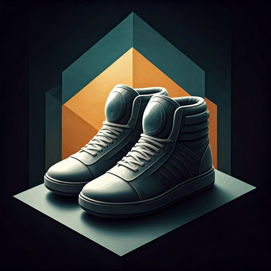 Astronaut Shoes in Geometric Cubism Style