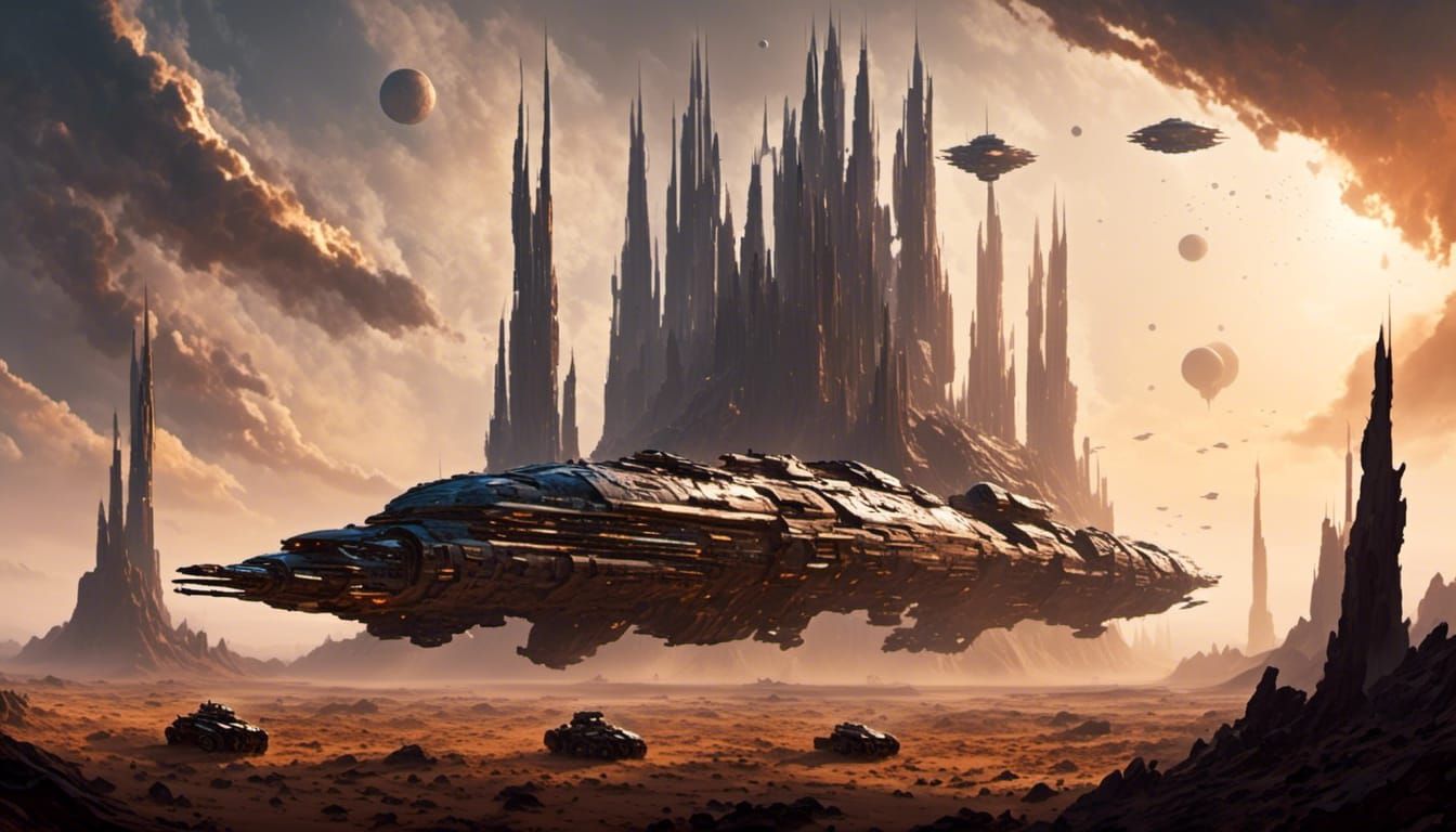 Towering Space Fortress on Barren Planet