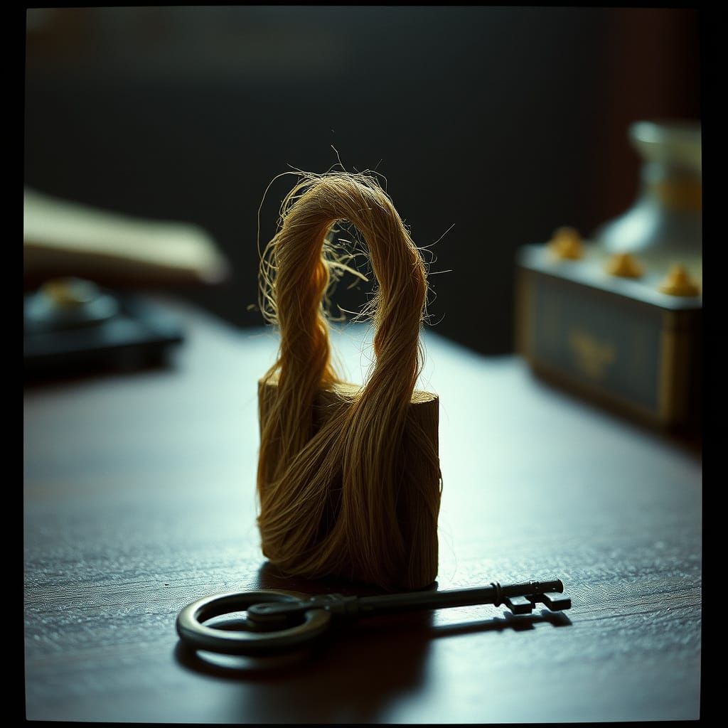 Hairstyle Lock and Key Still Life in Cinematic Film Style