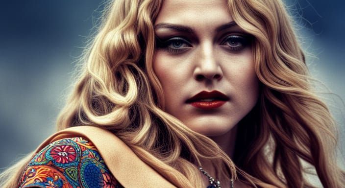 Madonna as Hippie at Woodstock: Hyperrealistic Image