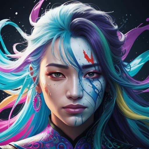 Serene Figure Amidst Swirling Energy