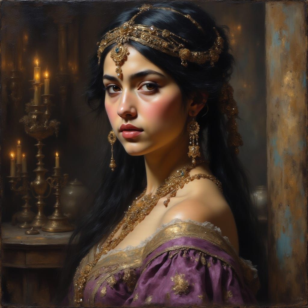 Arabian Woman Portrait in Rembrandt Style