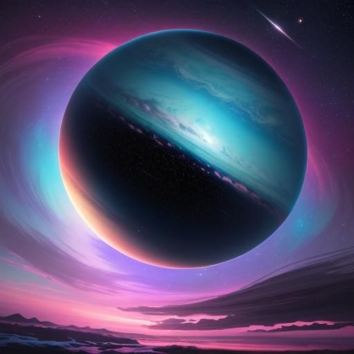 Gas Giant Exoplanet Concept Art in Sci-Fi Style