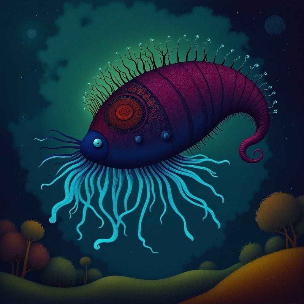 Bioluminescent Deep Sea Creature in Digital Art Style