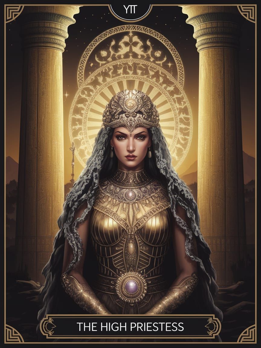 The High Priestess Tarot Card in Dreamlike Style