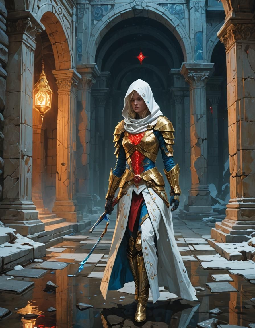 Fantasy Assassin in Baroque-Inspired Temple