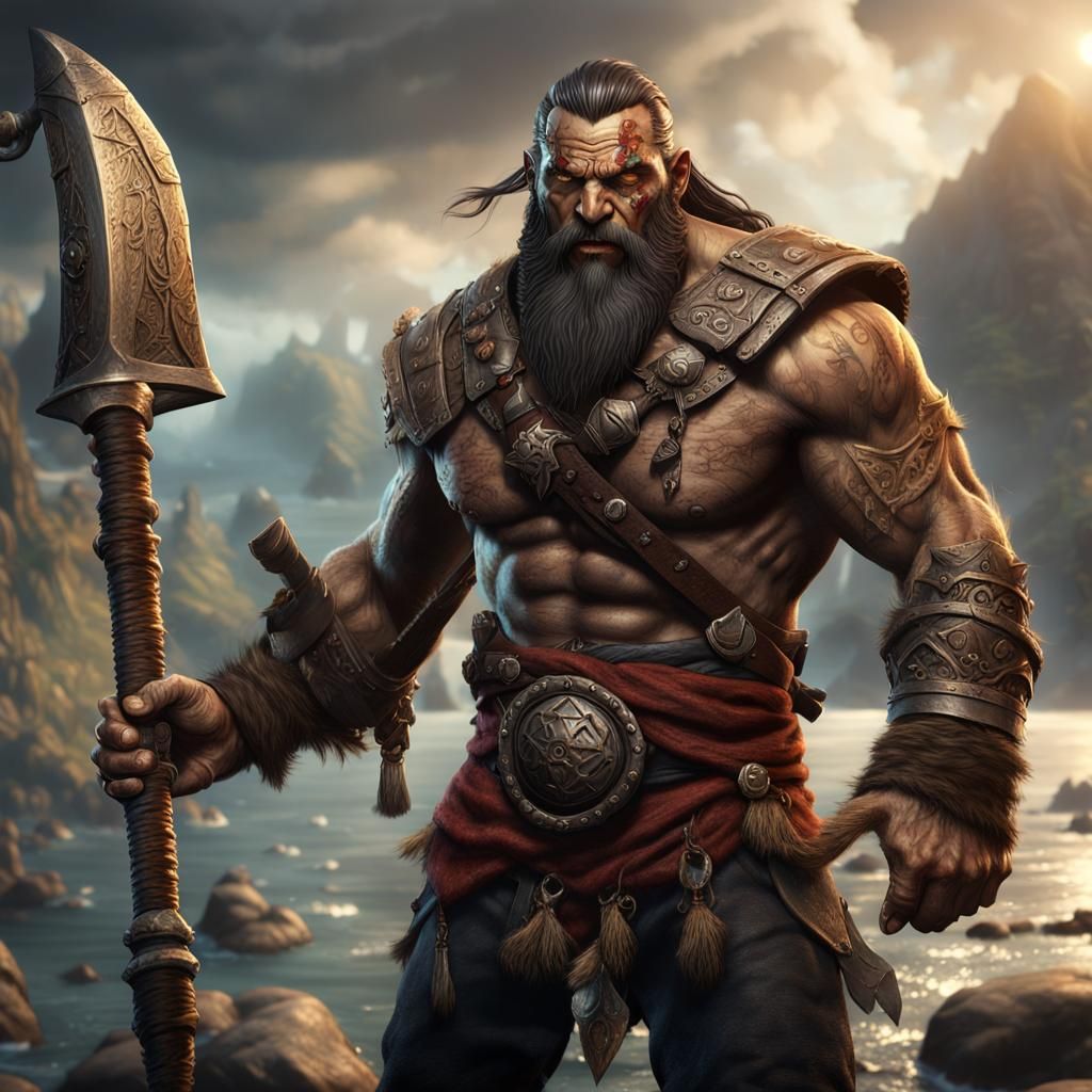 Half-Orc Barbarian Sailor with Wild Magic