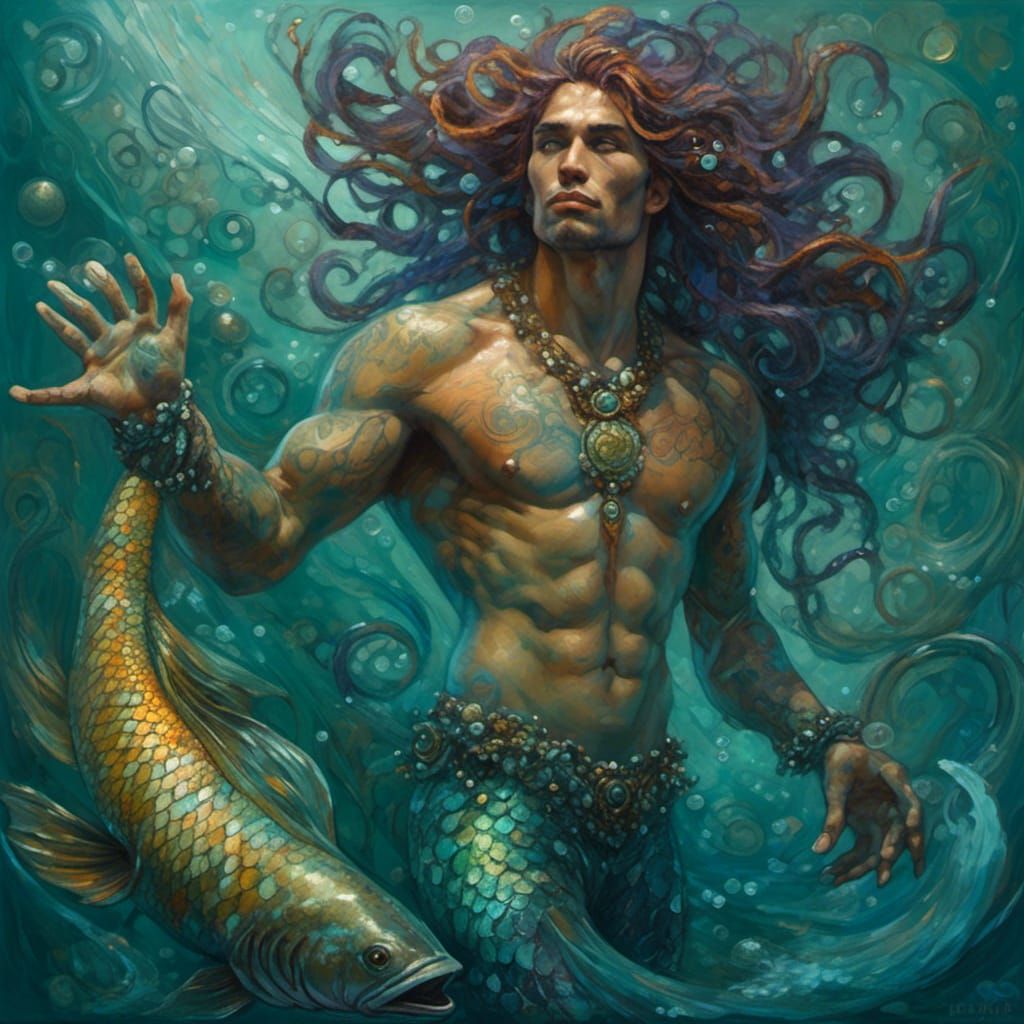 Merman Portrait in Avant-Garde Fantasy Style