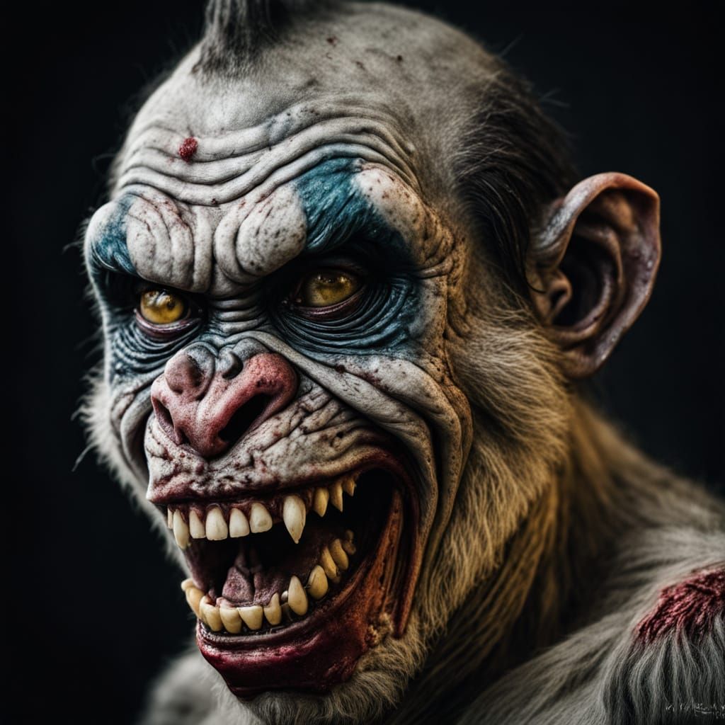 Grinning Hybrid Creature in Close-Up Portrait