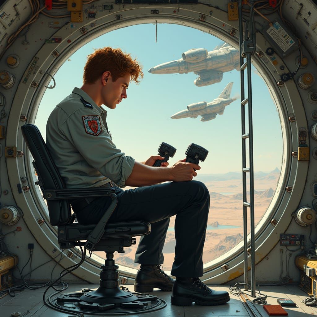 Photorealistic Laser Cannon Operator in Control Pod