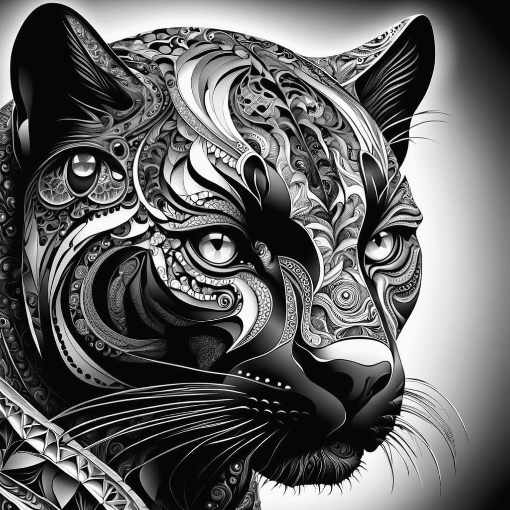 Hyper Realistic Panther Head with Human Eyes