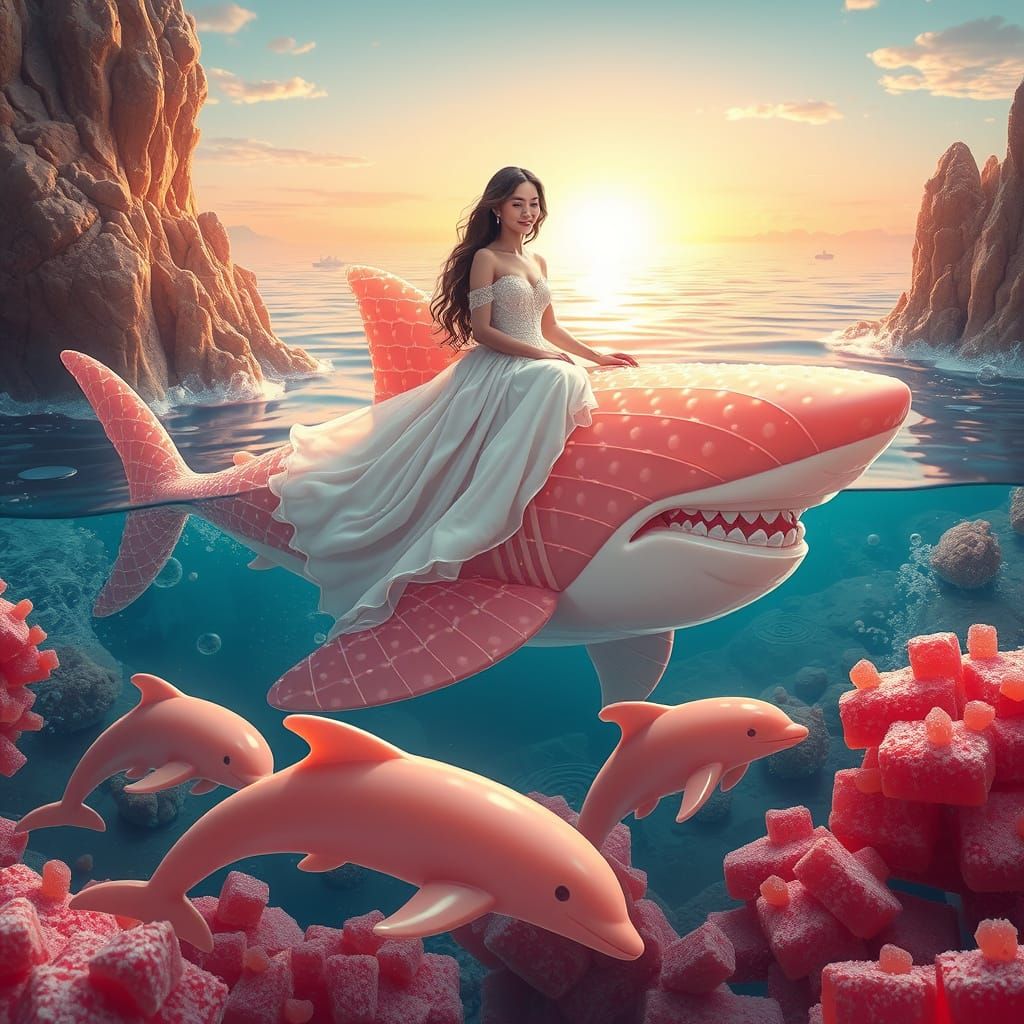 Candy Shark in Soda Sea: Digital Art