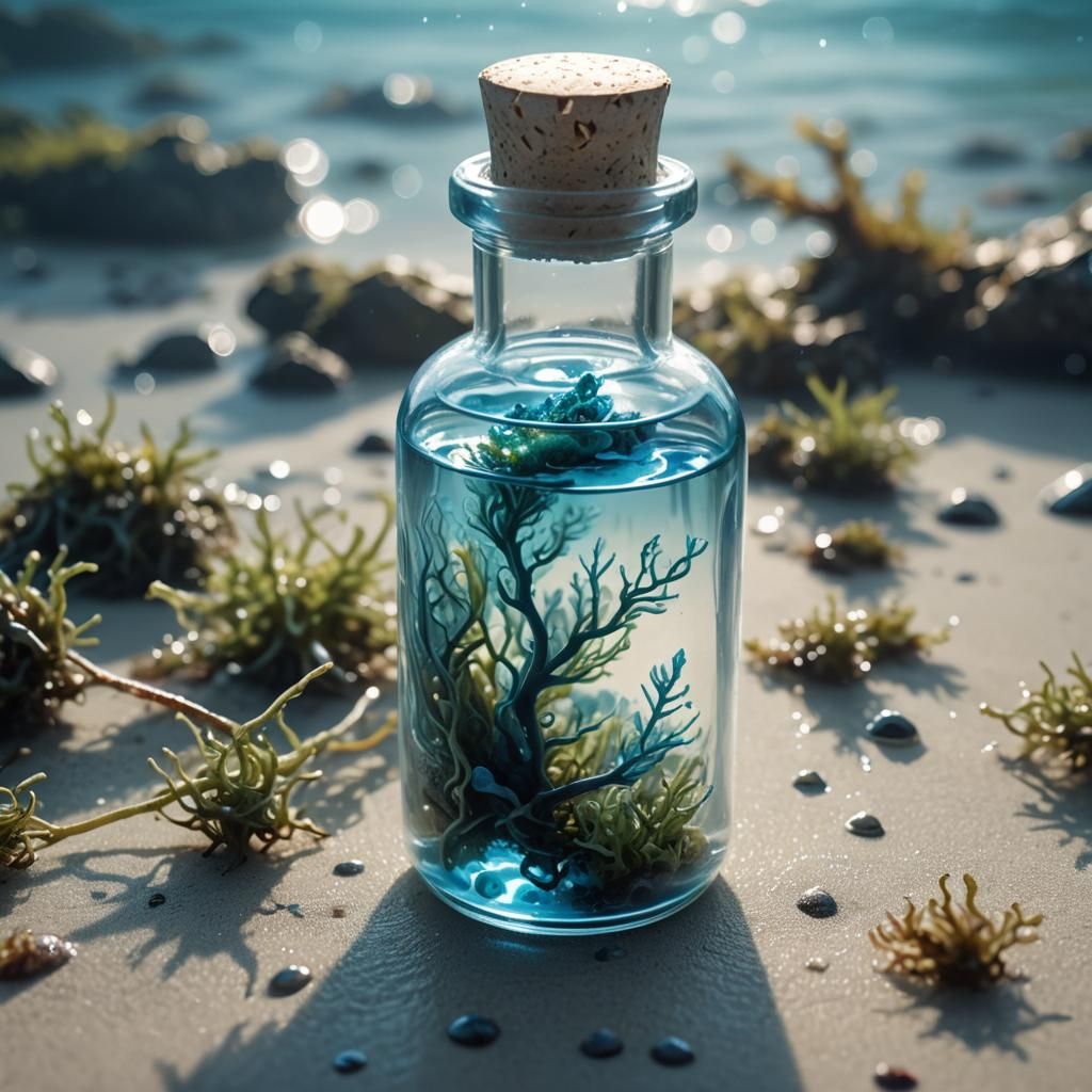 Glowing Water Breathing Potion in Glass Vial