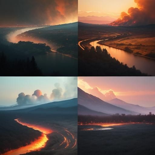 Divided Landscape: River and Wildfire in Haunting Photograph...