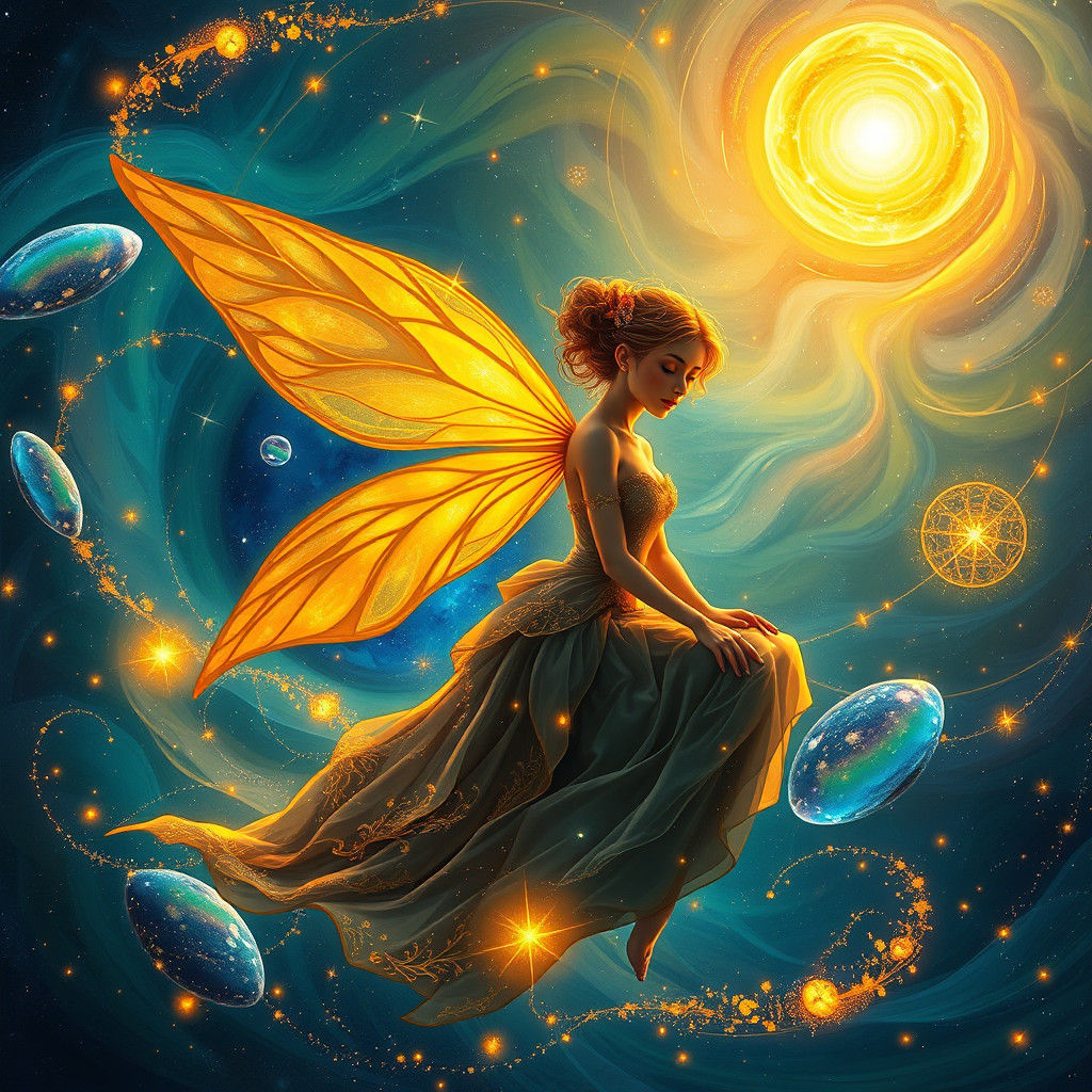 Celestial Fairy in Cosmic Vortex of Color